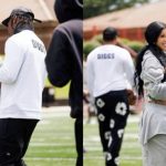 Cardi B and Stefon Diggs photographed at a public event, before breakup rumors surfaced