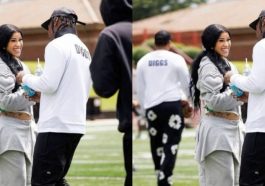 Cardi B and Stefon Diggs photographed at a public event, before breakup rumors surfaced